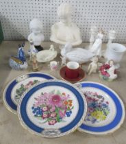 A collection of porcelain, to include busts, figures, plates etc