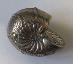 A silver conch shell, with hinged cover, marked 925