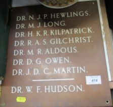 A metal plaque for a Doctor's surgery