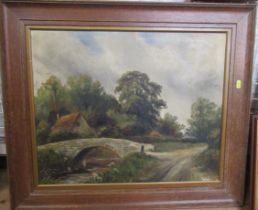 Haywood, oil on canvas, rural scene, 14ins x 9ins, together with another oil on canvas (34755)