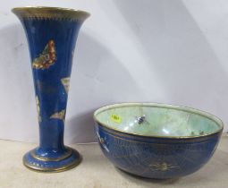 A Wedgwood luster bowl, decorated with a spiders web and bees, diameter 8ins, together with a