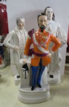 Three Staffordshire models, including Wellington, height 15ins and 13ins Condition Report: Gentleman