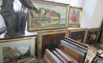 A collection of oil on canvases and a watercolour, to include  still lives, etc signed Arthur Jones