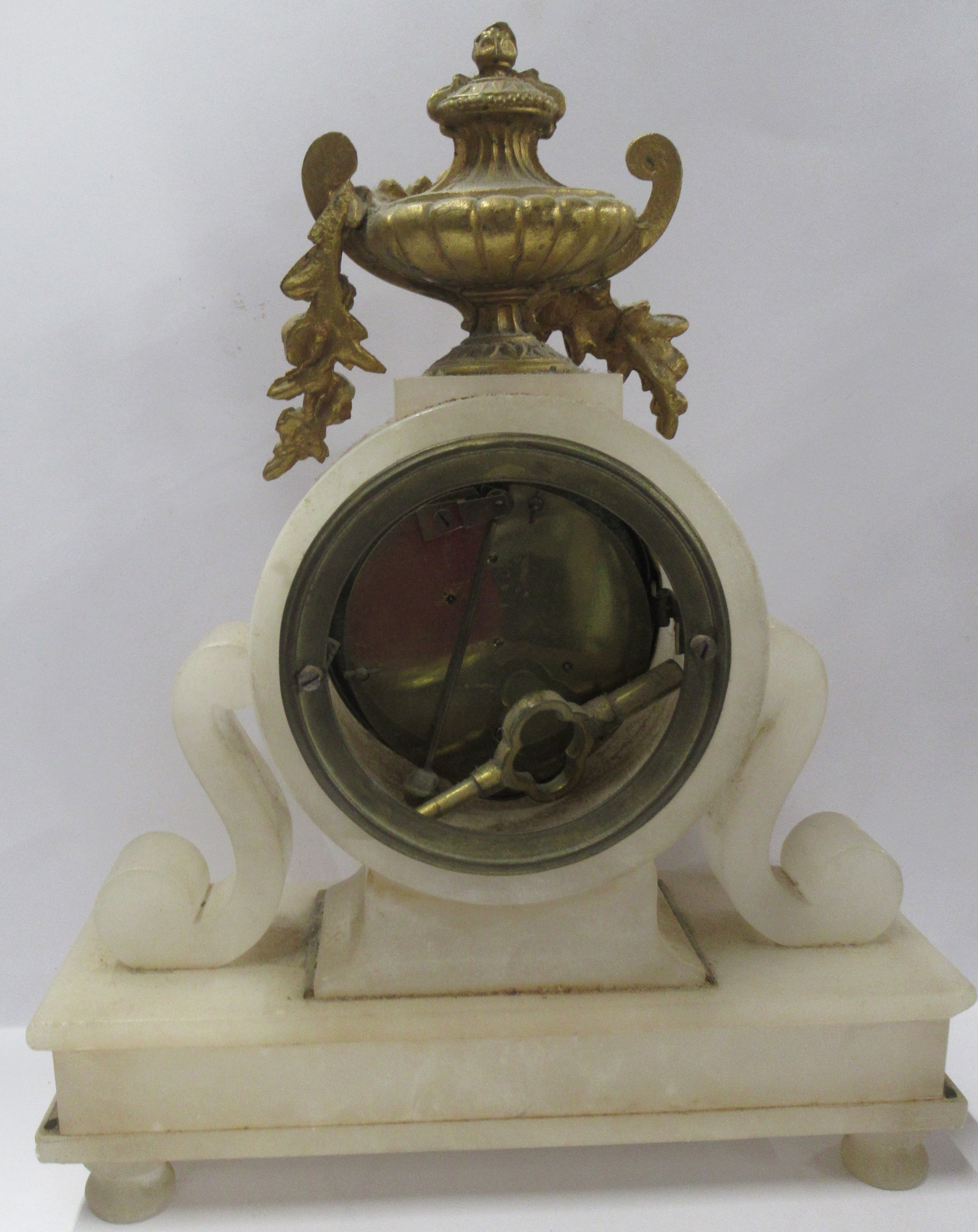 A 19th century marble cased mantel clock, with gilt metal urn and swag decoration, height 10.5ins - Image 2 of 3