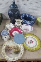 A collection of porcelain, to include a Doulton Burslem plate decorated by Horse