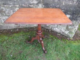 A 19th century rectangular topped mahogany tripod table, 32ins x 25ins, height 27ins