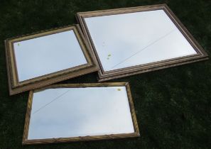 Three rectangular wall mirrors, 45ins x 36ins, 29ins x 25ins and 18ins x 32ins