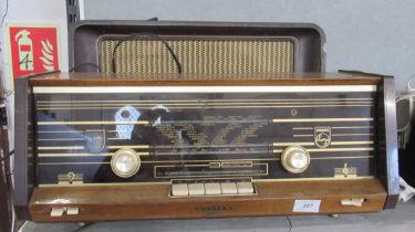 A Phillips radio, together with an HMV radio