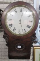 A 19th century mahogany cased drop dial wall clock