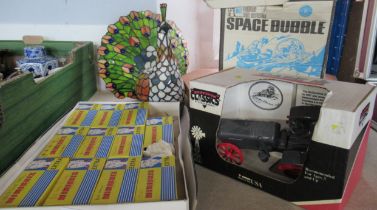 A box Mattel Space Bubble, together with accessories, Country Classic Tractor, etc