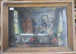 Catherine Moody, pastel, Interior with Sphinx Clock, 15ins x 22.5ins