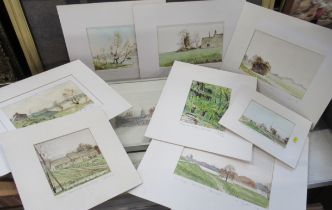 A collection of C Guest watercolours