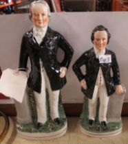 Two Staffordshire models, of William Gladstone, heights 17ins and 14ins