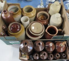A collection of stoneware jars and bottles etc