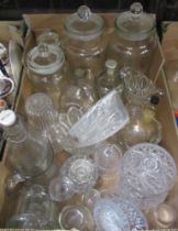 A collection of glassware, to include jars and bottles