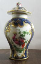 A Worcester porcelain covered baluster vase, decorated with reserves of insects to a scale blue