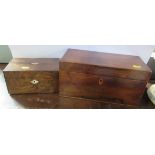 A 19th century rosewood rectangular tea caddy, fitted with two lift out boxes with hinged covers and