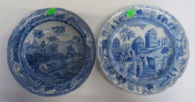 A 19th century Spode blue and white bowl, decorated in the Chase After a Wolf pattern, diameter 9.