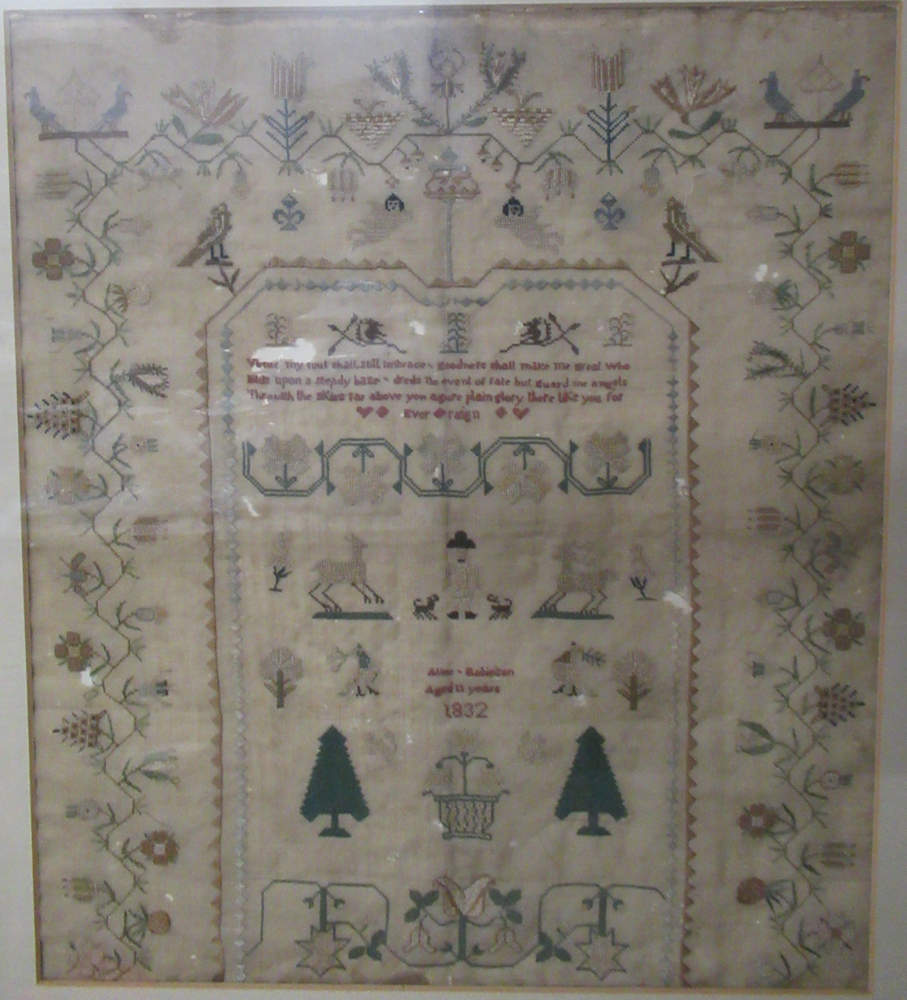A 19th century tapestry sampler, Alice Robinson Aged 11 years 1832, 17ins x 14.5ins - Bild 2 aus 4
