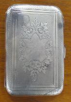 A silver card case, with fitted interior