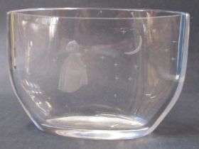 An Orrefors glass vase, decorated with Wish to the Moon & Stars, by Edvin Ohrstrom, height 4.5ins