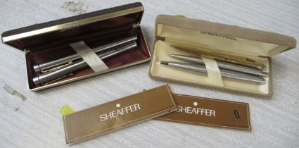 A collection of Sheaffer pens, pencils etc