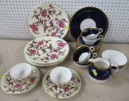 A Copeland Spode part tea service, comprising five cups, a jug, 11 saucers, sugar bowl and plate,