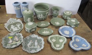 A collection of Wedgwood jasper items, together with other similar items