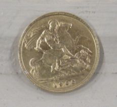 A 1906 gold half sovereign