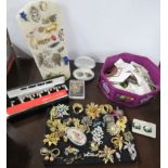 A collection of costume jewellery, to include Pierre Cardin earrings, brooches, pendants and other