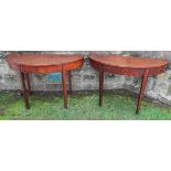 A pair of 19th century mahogany D end tables, 48ins x 24ins, height 28.5ins