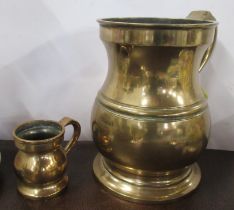 A bronze Quart measure, together with a 1/2 Gill measure