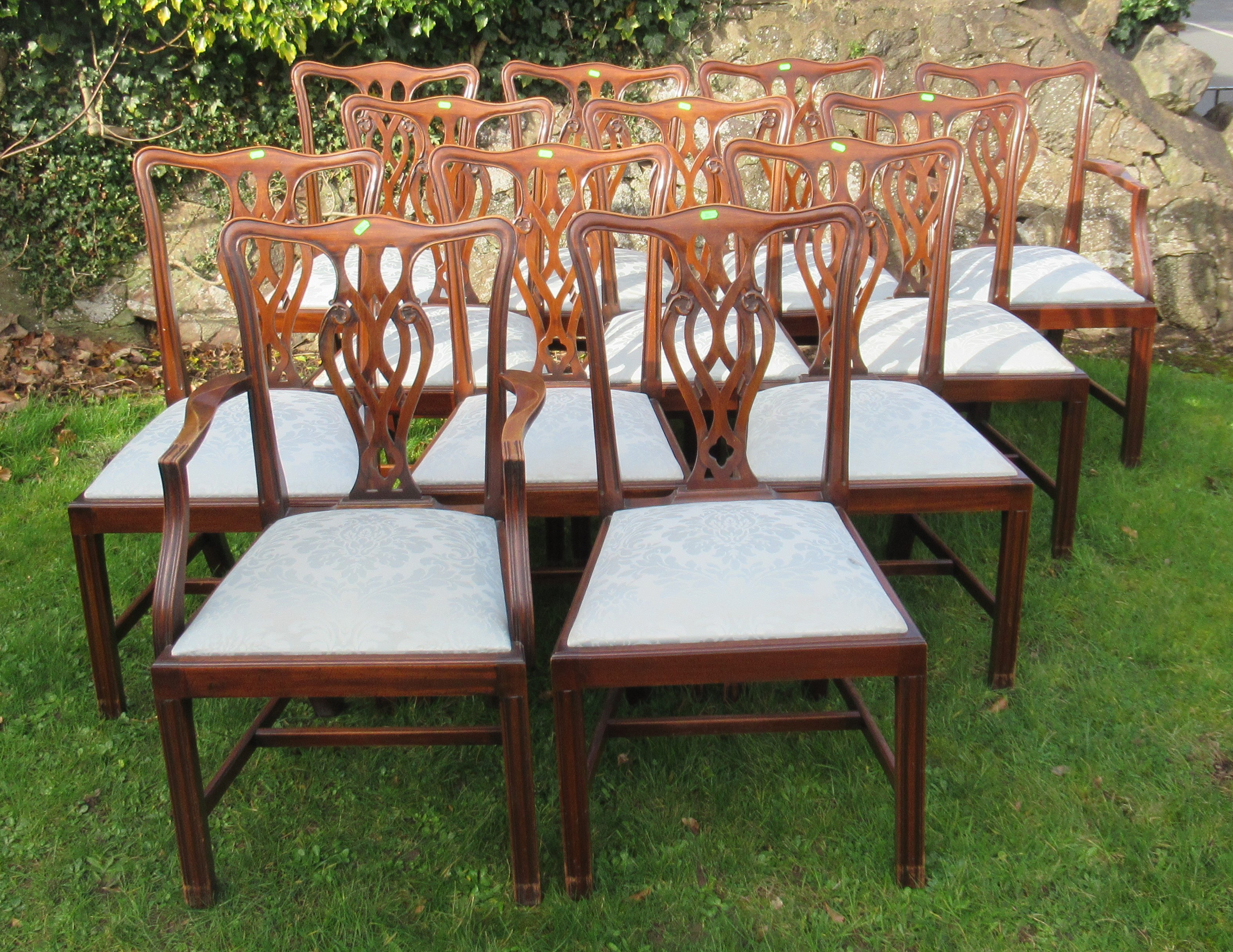 A set of 12 (10+2) mahogany dining chairs, with pierced vase splat backs and drop in seats - Image 2 of 5