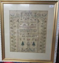 A 19th century tapestry sampler, Alice Robinson Aged 11 years 1832, 17ins x 14.5ins