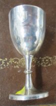 A silver cup, with presentation inscription, weight 1oz