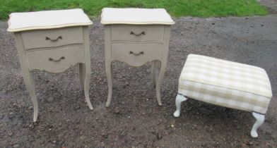 A pair of bedside cabinets, 22ins x 16ins, height 31.5ins, painted set of shelves, together with