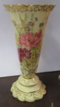 A Royal Worcester blush ivory vase, decorated with flowers, height 8ins