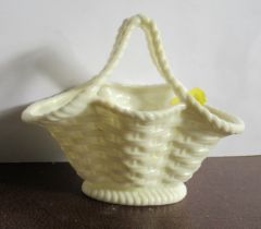 A Graingers Worcester white basket, with woven body, height 4.5ins