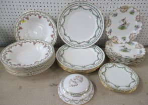 Seven Crescent china dessert plates, together with Hammersley dinner plates, side plates and a