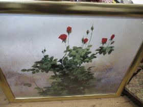 A large print of roses, 35ins x 42ins