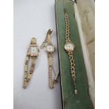 An Accurist gold ladies wrist watch, 21 jewells, Swiss made, with original box together with a