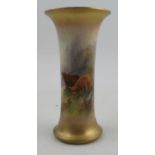 A Royal Worcester vase, decorated with Highland Cattle by Harry Stinton, Shape No. G923, height