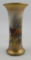 A Royal Worcester vase, decorated with Highland Cattle by Harry Stinton, Shape No. G923, height