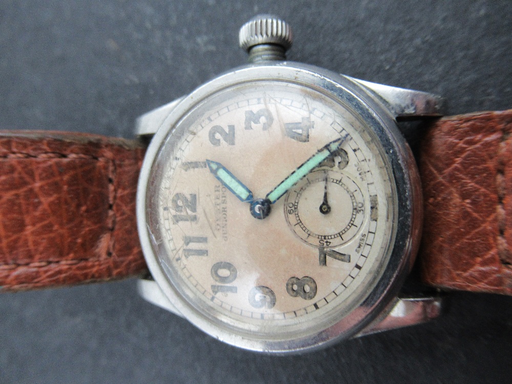 A  vintage Rolex Oyster Junior Sport stainless steel wristwatch, with subsidiary dial, the back