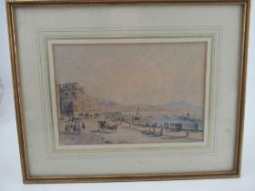 A 19th century watercolour, promenade the view of Naples, 7ins x 10ins