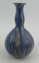 A blue and white art pottery studio club shaped vase, height 7.25ins