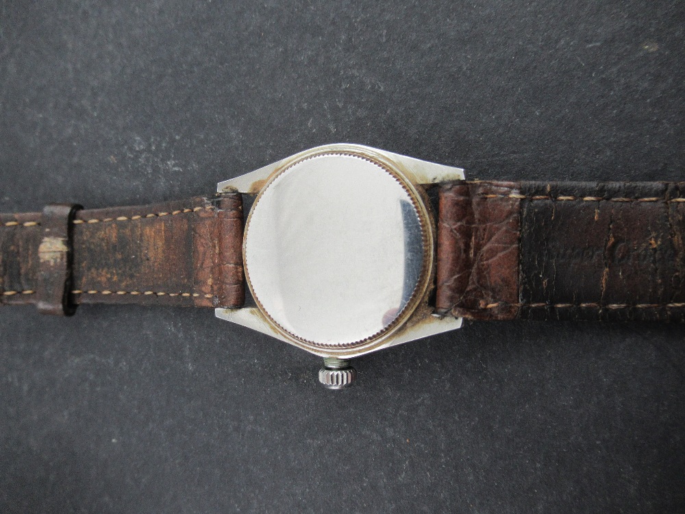 A Gentleman's Precision Rolex Oyster Speed king wristwatch, 1940s, with steel case and leather - Image 2 of 4