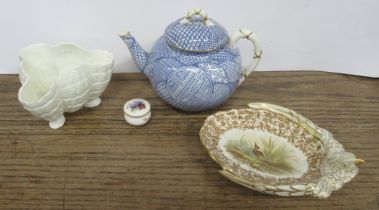 A collection of Royal Worcester, to include a bird shaped dish, a small tea pot decorated in the