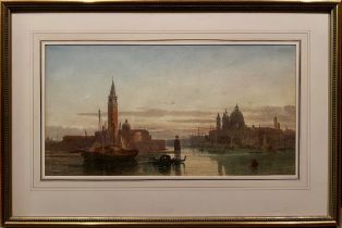 Edward Angelo Goodall, watercolour, panoramic view of Venice, signed, 10.5ins x 20ins