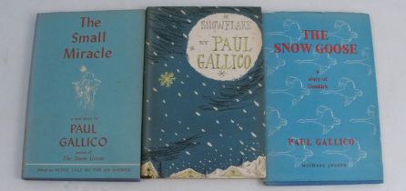 Gallico (Paul), The Small Miracle, 2nd impression 1951, Snowflake 1952 and Snow Goose 1952 (3)